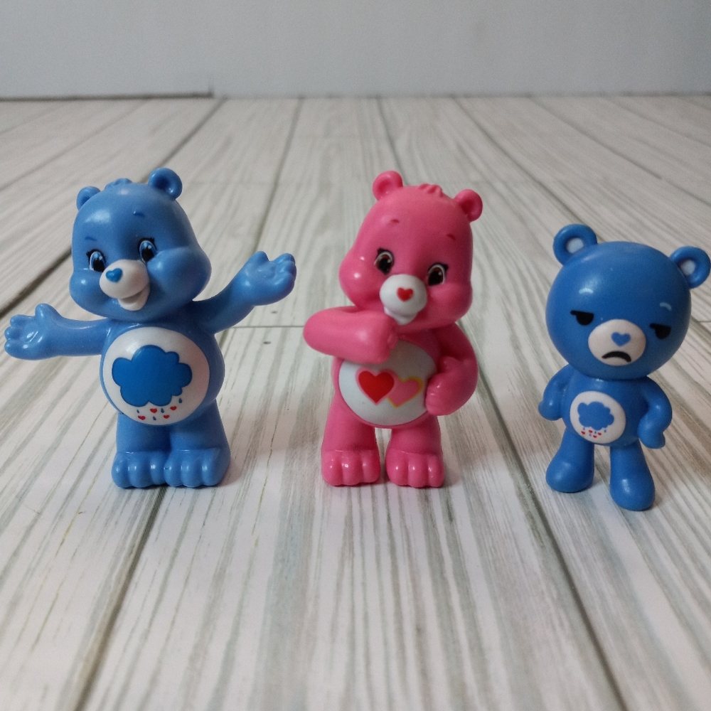 Care Bears Love A Lot and Grumpy Bear Mini Figures Lot of 3